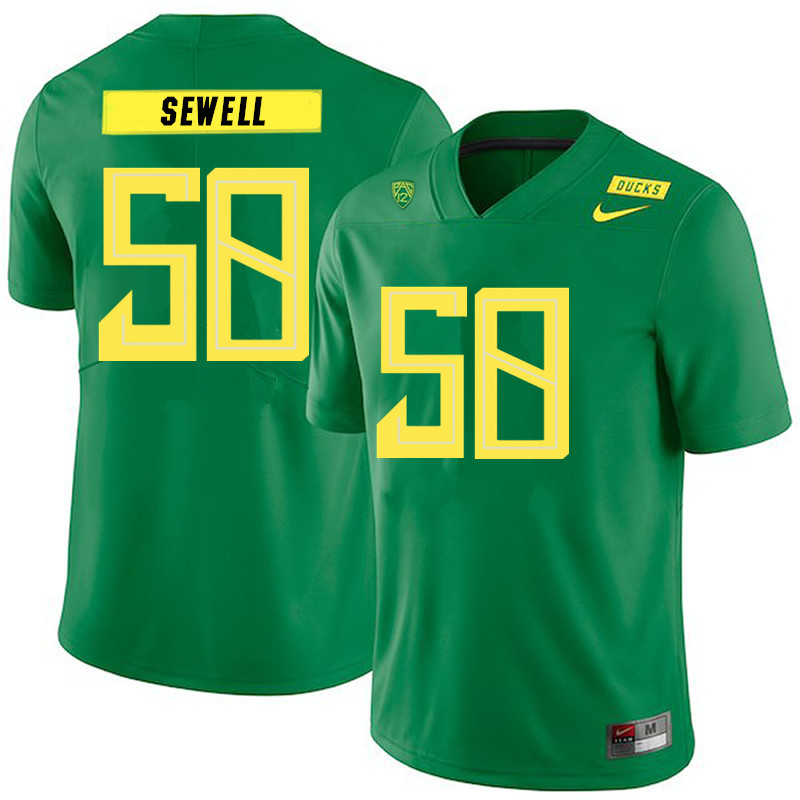 2019 Men #58 Penei Sewell Oregon Ducks College Football Jerseys Sale-Green - Click Image to Close